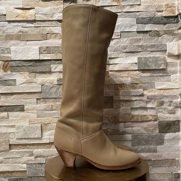 Vintage Frye 7.5N Tall Leather Riding Boots | Beige Equestrian, USA, Rare 1970s - Picture 12 of 13